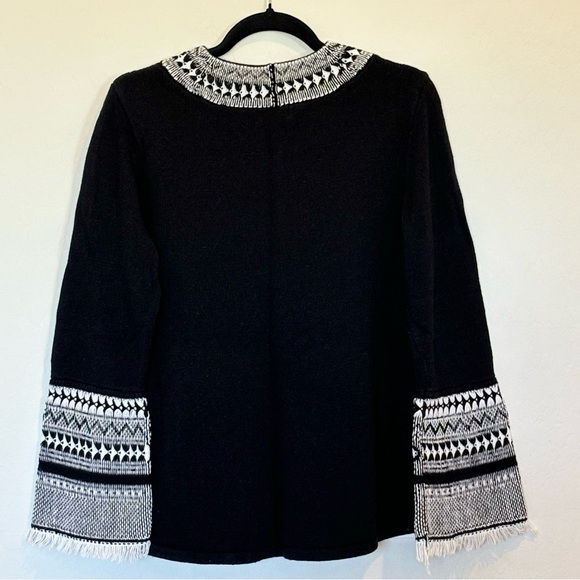 Style & Co. Women's Jacquard Fringe Pull Over Sweater, Medium, Deep Black - Picture 2 of 6